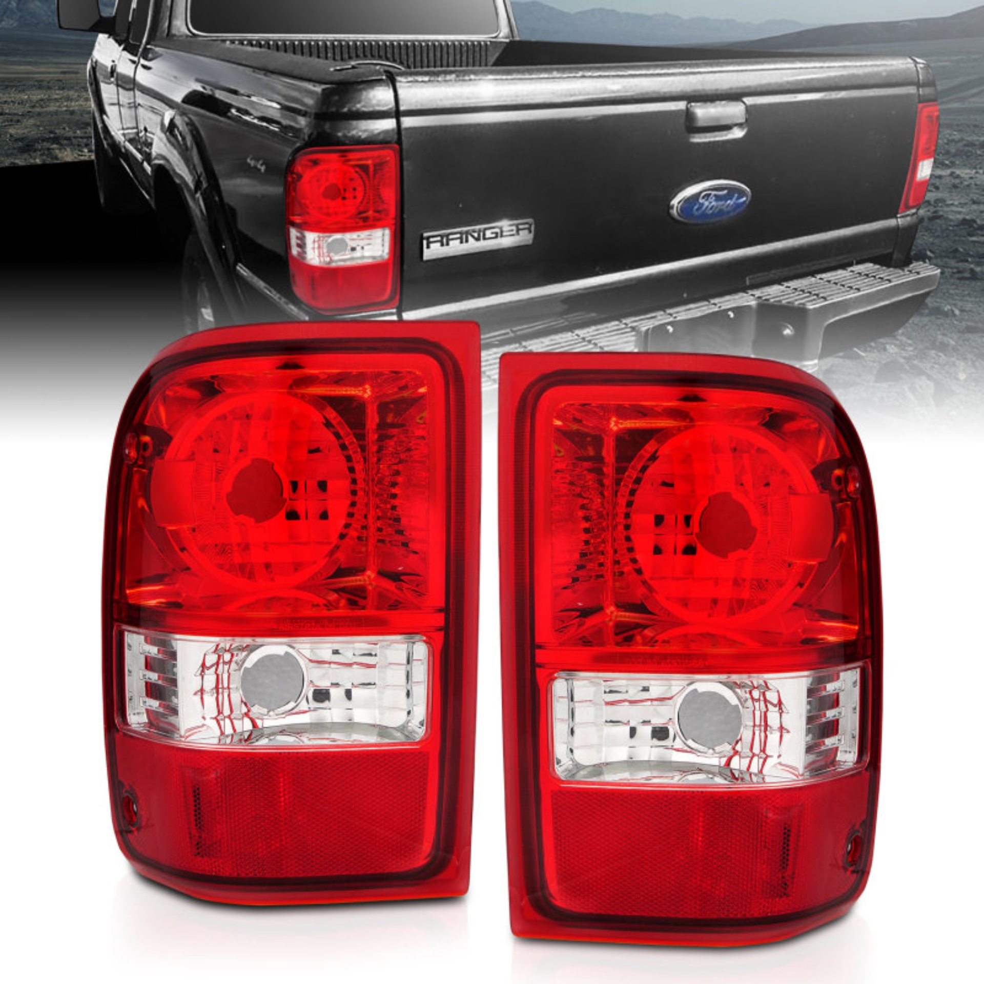 Picture of ANZO 2001-2011 Ford Ranger Taillights w/ Red/Clear Lens (OE Replacement) Pair