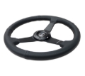 Picture of NRG Sport Steering Wheel (350mm / 1.5in Deep) Black Leather Black Stitch w/Matte Black Solid Spokes