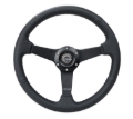 Picture of NRG Sport Steering Wheel (350mm / 1.5in Deep) Black Leather Black Stitch w/Matte Black Solid Spokes