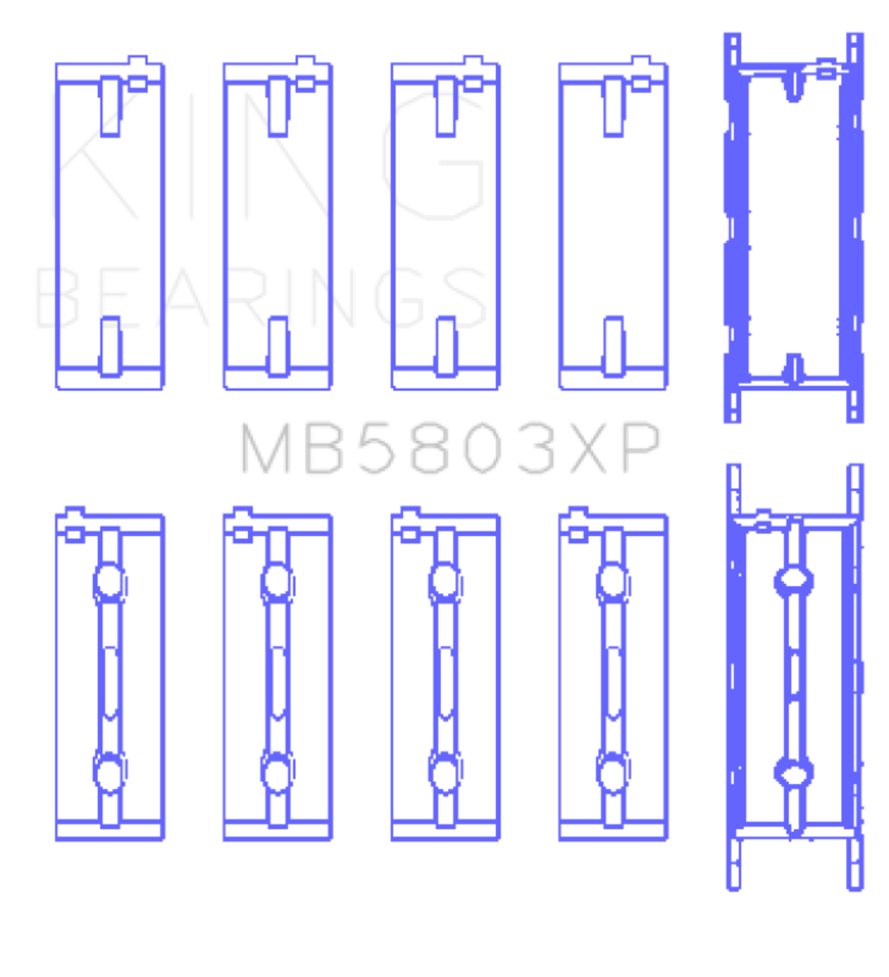 Picture of King Engine Bearings BMW S65B40A (Size .026) Crankshaft Main Bearings Set of 5