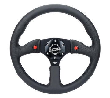Picture of NRG Reinforced Steering Wheel (350mm/ 2.5in. Deep) Sport Leather Racing/ 4mm Matte Black Spoke
