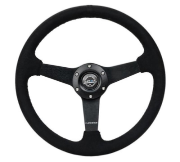 Picture of NRG Sport Steering Wheel (350mm/ 1.5in. Deep) Matte Black Spoke/ Black Alcantara w/ Black Stitching