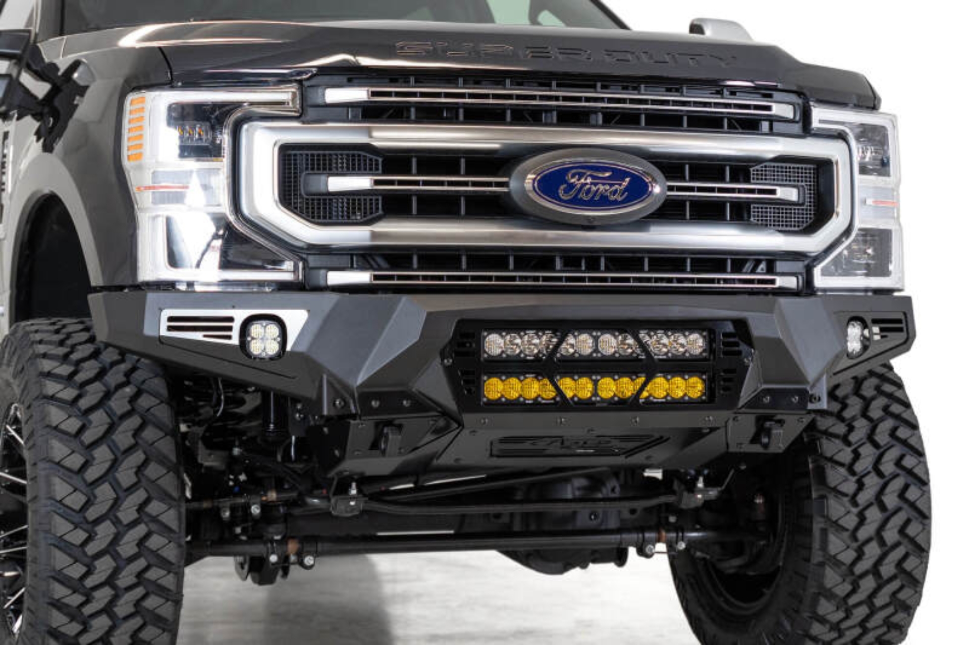 Picture of Addictive Desert Designs 17-20 Ford Super Duty Bomber Front Bumper w/ Mounts For 20in Light Bars