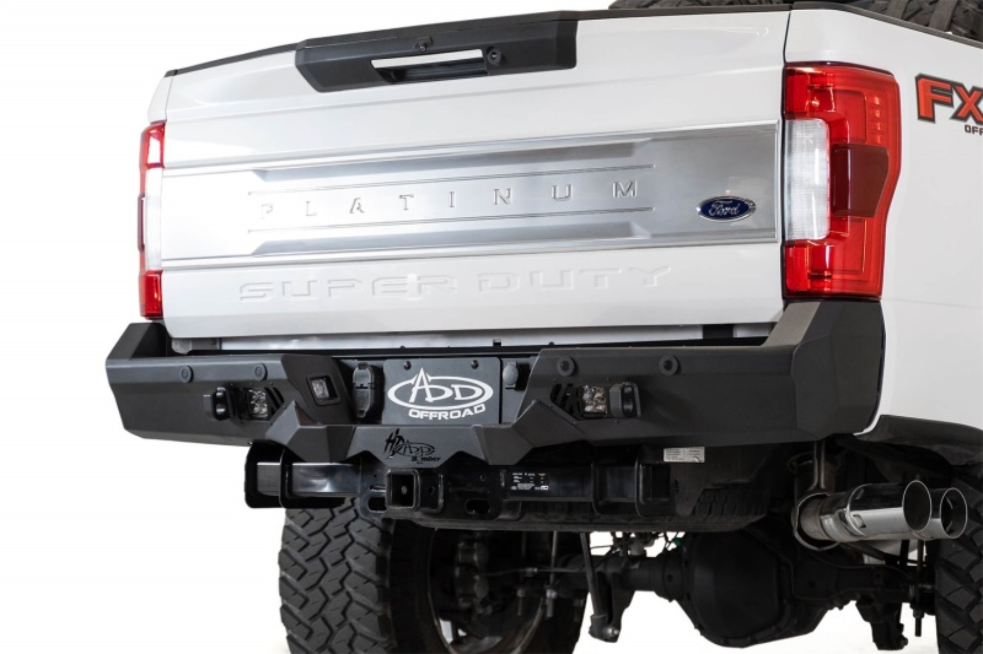 Picture of Addictive Desert Designs 17-20 Ford Super Duty Bomber HD Rear Bumper w/ Mounts For Cube Lights