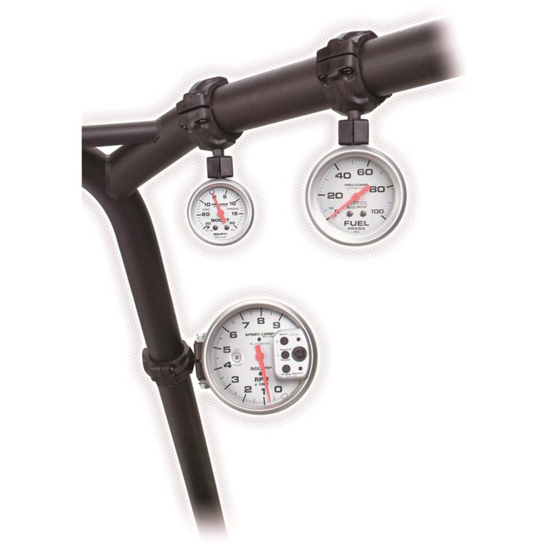 Picture of Autometer 5in Pedestal Tach Black Roll Pod for 1 1/2 inch Roll Cage