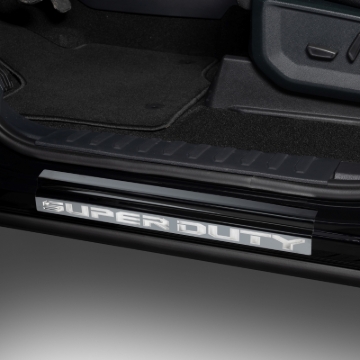 Picture of Putco 17-20 Ford SuperDuty Reg/Super Cab w/ SUPERDUTY Etching (2pcs) Black Platinum Door Sills
