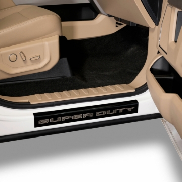 Picture of Putco 17-20 Ford SuperDuty Super Crew w/ SUPERDUTY Etching (4pcs) Black Platinum Door Sills