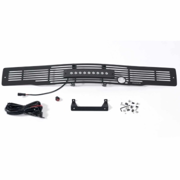 Picture of Putco 15-17 Ford F-150 Bumper Grille Insert- SS Blk Bar Design w/Heater Plug & 10in Luminix Lightbar
