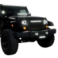 Picture of Putco 07-18 Jeep Wrangler - SS Black Grille w/ 20in Luminix Light Bar Designer FX Grilles