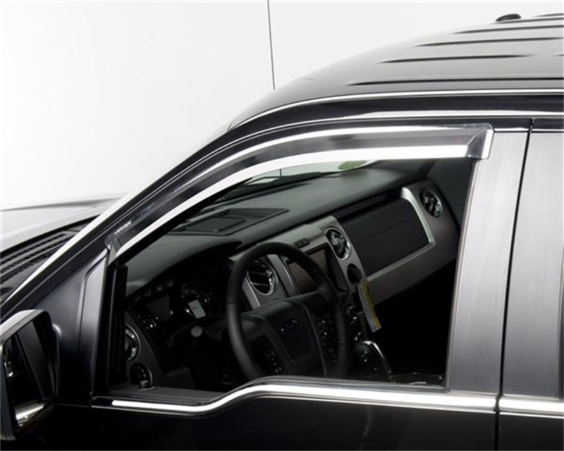 Picture of Putco 09-14 Ford F-150 Super Cab / Crew Cab- Fronts Only - Tape-On Element Chrome Window Visors