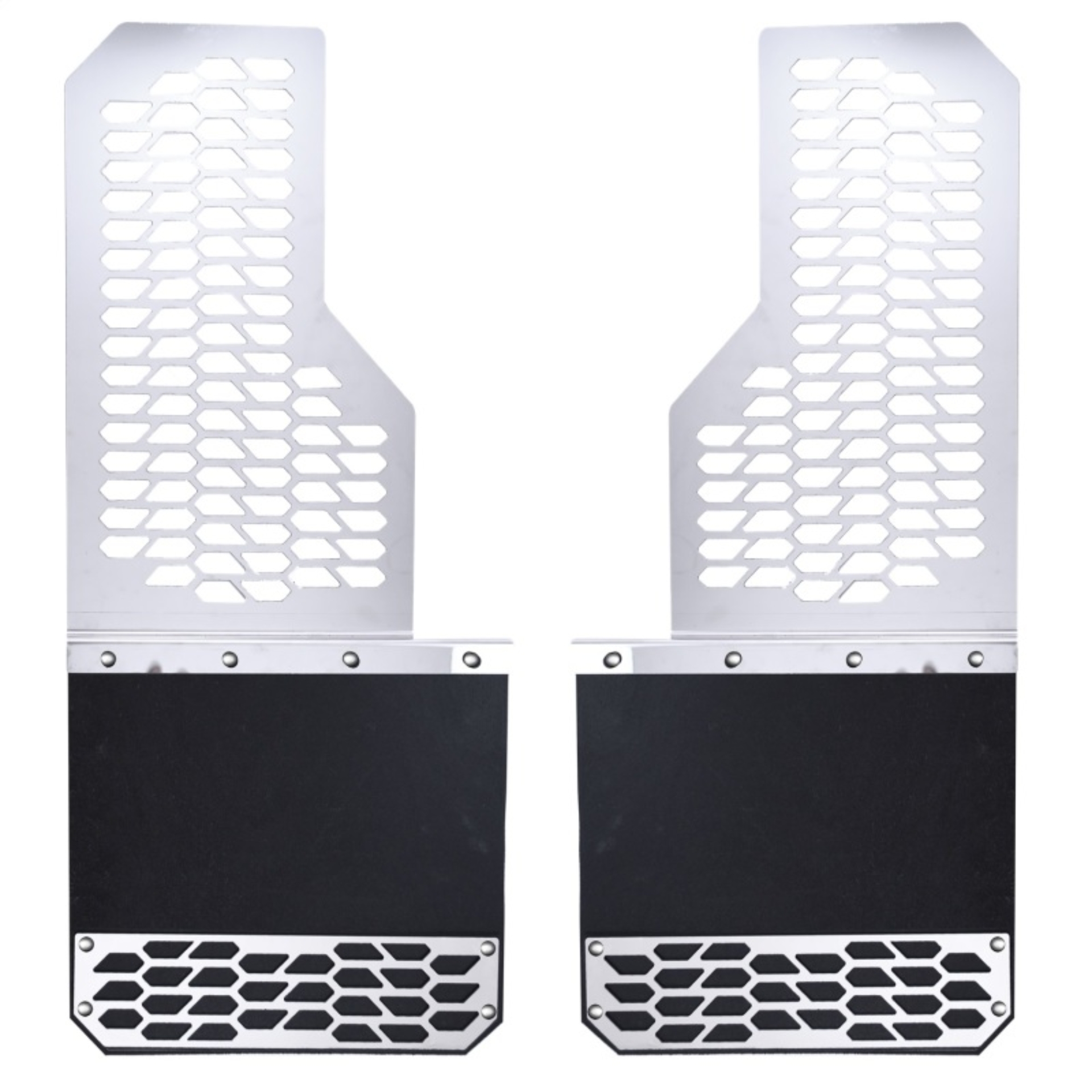 Picture of Putco 11-16 Ford SuperDuty - Set of 2 (Excl Dually Rear) Mud Skins - Brushed SS w/ Hex Shield