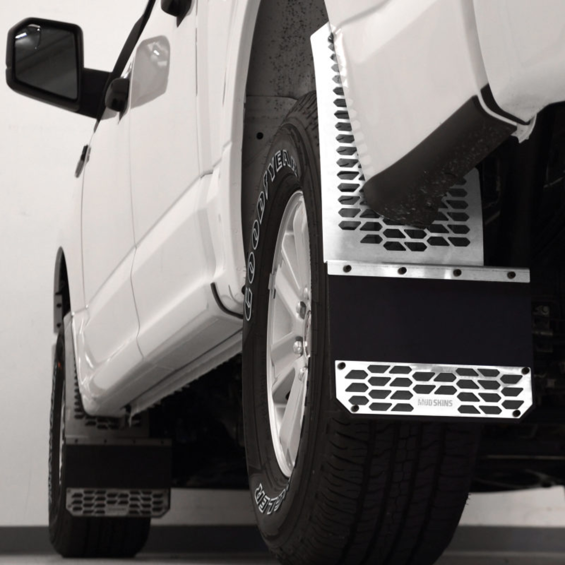 Picture of Putco 11-16 Ford SuperDuty - Set of 2 (Excl Dually Rear) Mud Skins - Polished SS w/ Hex Shield