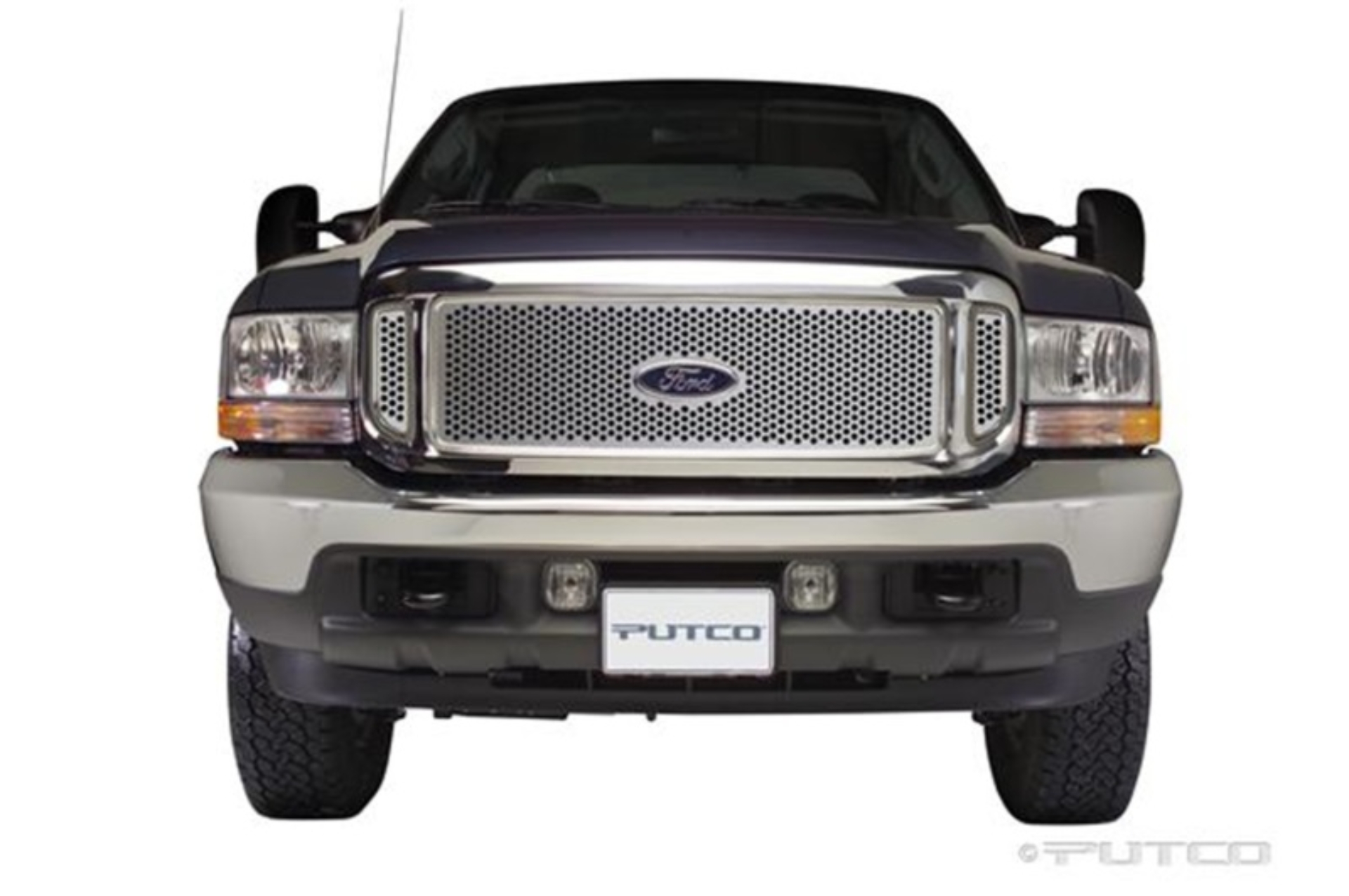 Picture of Putco 99-04 Ford SuperDuty w/ Logo CutOut (Does not Include Side Vents) Punch SS Grilles