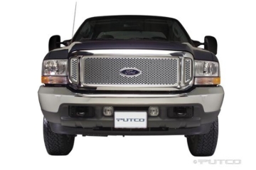 Picture of Putco 99-04 Ford SuperDuty w/ Logo CutOut (Does not Include Side Vents) Punch SS Grilles