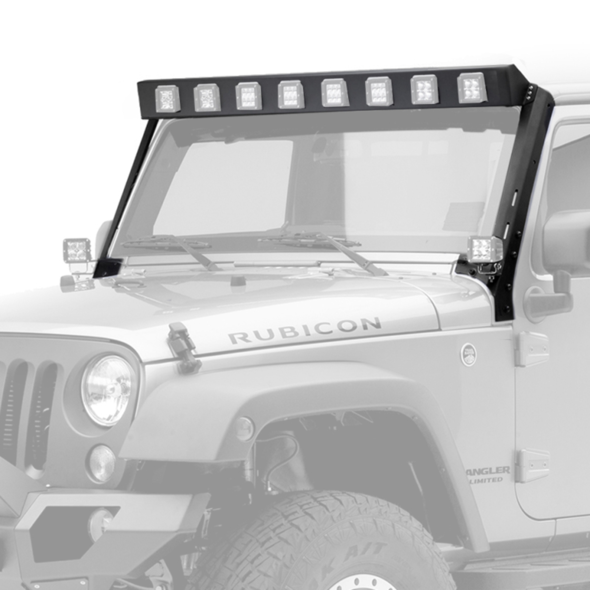 Picture of Go Rhino 07-18 Jeep Wrangler JK WLF Windshield Light Mount Frame - Eight Cube Lights