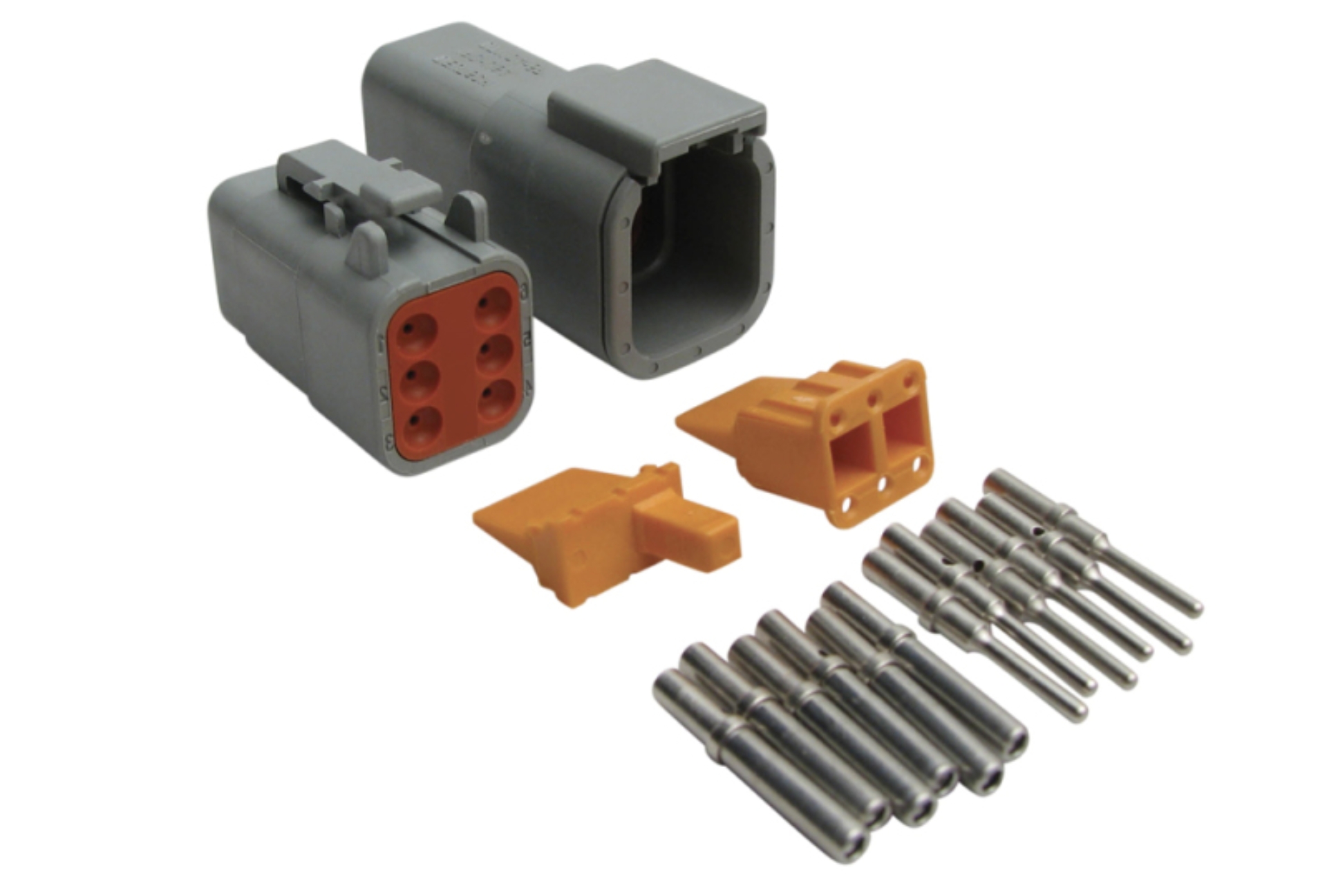 Picture of Haltech Matching Set of Deutsch DTM-6 Connectors 7.5 Amp Plug & Pins