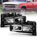 Picture of ANZO 1999-2000 Cadillac Escalade Crystal Headlights Light Bar Black Housing (Pair)