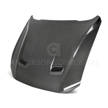 Picture of Anderson Composites 18-20 Ford Mustang Double Sided Type-OE Carbon Fiber Hood