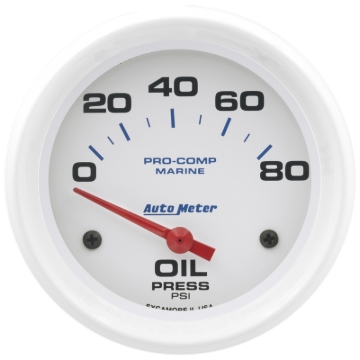 Picture of Autometer Marine White 2-5/8in 80PSI Electric Oil Pressure Gauge