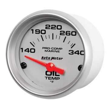 Picture of Autometer Marine Silver Ultra-Lite 2-1/16in Electric Oil Temperature Gauge 140-300 Deg F