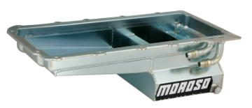 Picture of Moroso GM LS Swap (w/Rear Sump & Two -10An Fittings) Wet Sump 7qt 6in Angled Steel Oil Pan