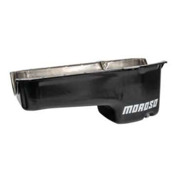Picture of Moroso 80-85 Chevrolet SBC (w/Passenger Side Dipstick) Wet Sump 6qt 8.25in Steel Oil Pan - Blk
