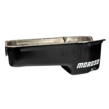 Picture of Moroso 80-85 Chevrolet Small Block (w/Pssngr Side Dipstick) Wet Sump 5qt 7.5in Steel Oil Pan - Black