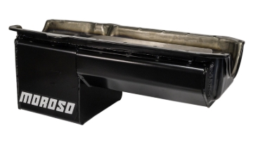 Picture of Moroso Pre-80 Chevrolet SBC/Dart Little M Power Pouch Wet Sump 7qt 8.25in Steel Oil Pan - Black