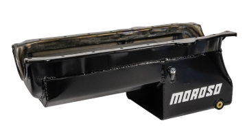 Picture of Moroso Pre-85 Chevrolet Small Block/Dart SHP Power Pouch Wet Sump 7qt 8.25in Steel Oil Pan - Black