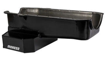 Picture of Moroso 80-85 Chevrolet SBC(w/Passenger Side Dipstick) Wet Sump 7qt 7.5in Steel Oil Pan - Black