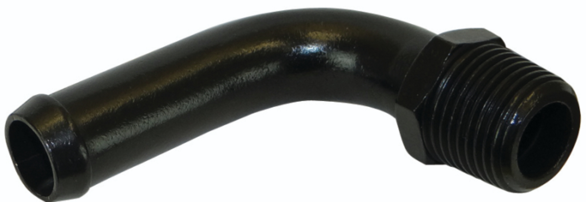 Picture of Moroso Streamline Air/Oil Separator Fitting - 3/8in to 1/2in Hose - 90 Degree - Black - Single