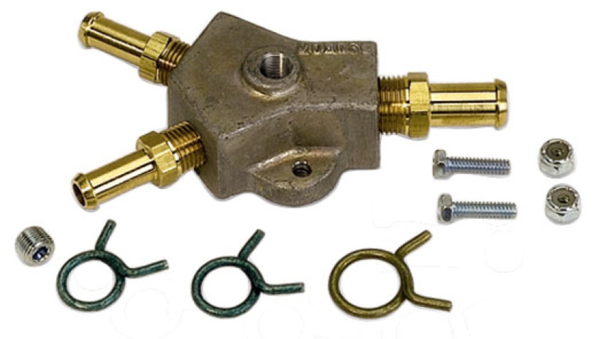 Picture of Moroso Universal Fuel Block Kit - 1/2in Hose Inlet w/Two 3/8in Hose Outlets