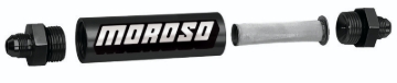 Picture of Moroso In-Line Fuel Filter - 5-1/8in - 3/8in NPT - 40 Micron SS Filter - Aluminum