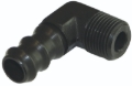 Picture of Moroso Air/Oil Separator Fuel Line Fitting - 3/8in to 1/2in Hose - 90 Degree - Black - Single