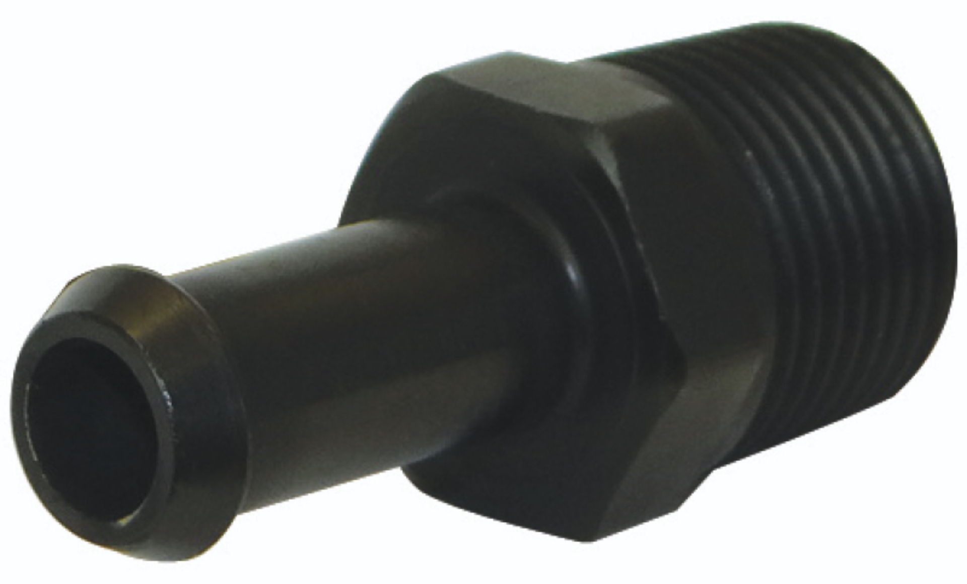 Picture of Moroso Air/Oil Separator Fuel Line Fitting - 3/8in to 3/8in Hose - Straight - Black - Single