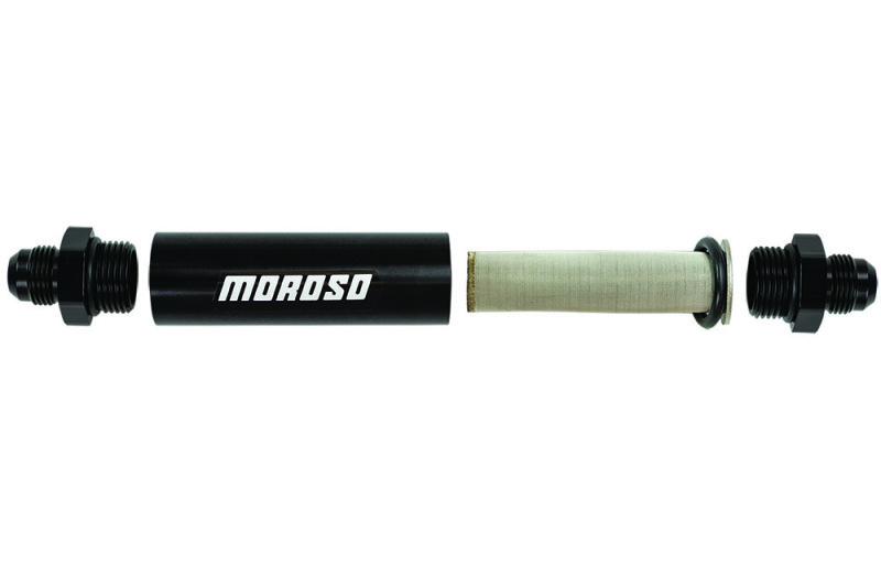 Picture of Moroso In-Line Fuel Filter - 6.5in -10An - 40 Micron SS Filter - Aluminum