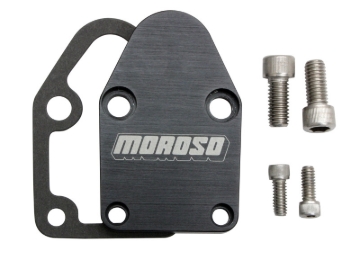 Picture of Moroso Chevrolet Small Block Fuel Pump Block-Off Plate w/Gaskets - Billet Aluminum