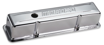 Picture of Moroso Chevrolet Small Block Valve Cover - w/o Baffles - Stamped Steel Chrome Plated - Pair