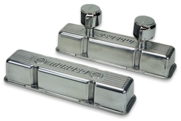 Picture of Moroso Chevrolet Small Block Valve Cover - 1 Cover w/2 Breathers - Polished Aluminum - Pair