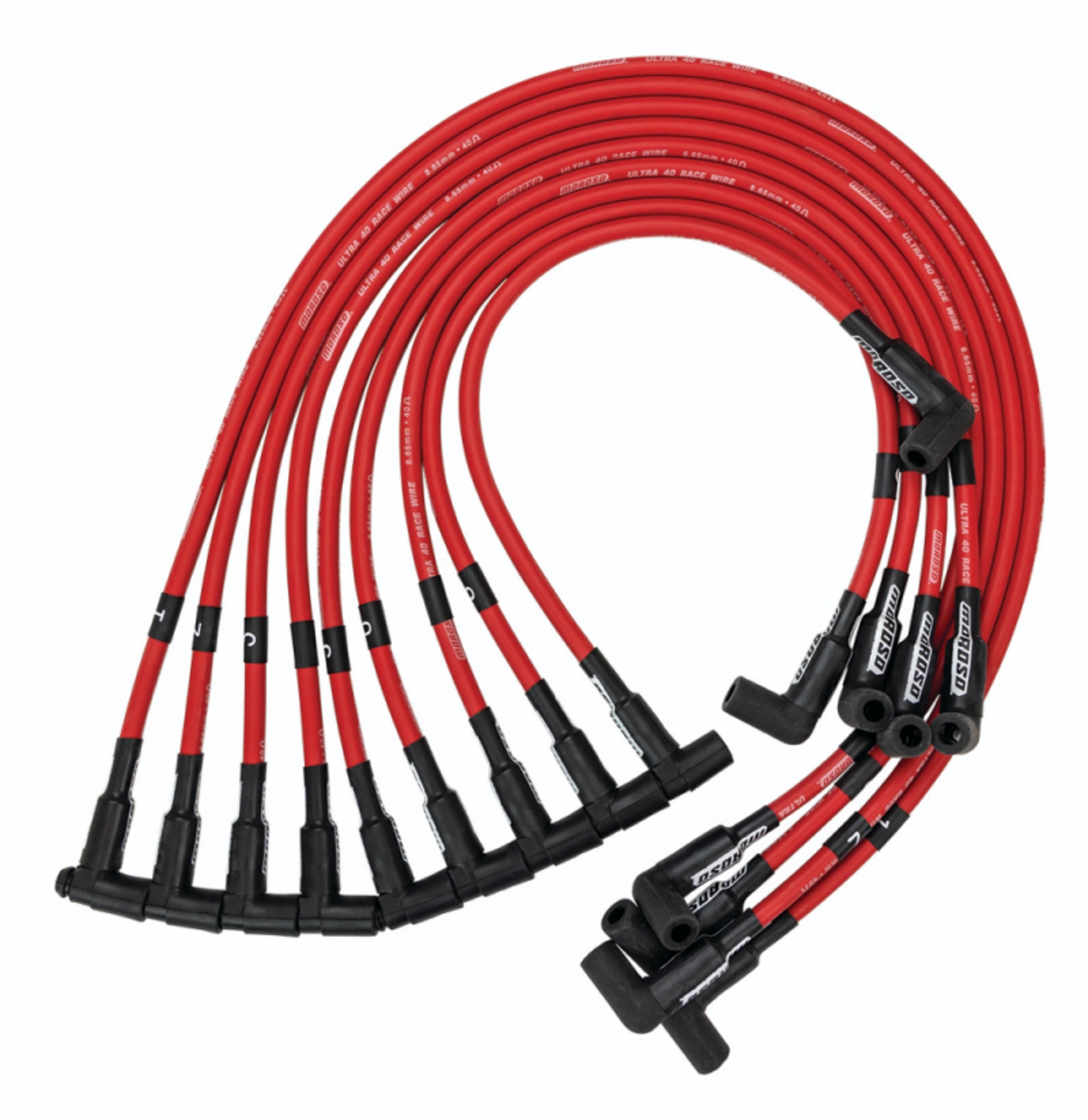 Picture of Moroso Chevrolet Small Block (Sprint Car) Ignition Wire Set - Ultra 40 - Unsleeved - HEI - Red