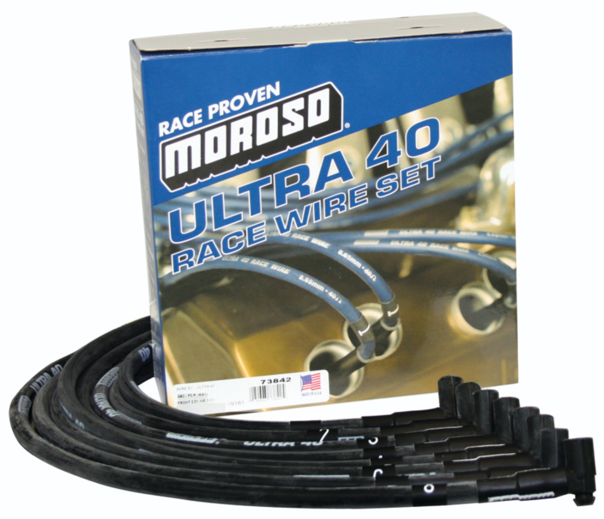 Picture of Moroso Chevrolet Small Block (w/Jesel) Ignition Wire Set - Ultra 40 - Sleeved - 90 Degree - Black