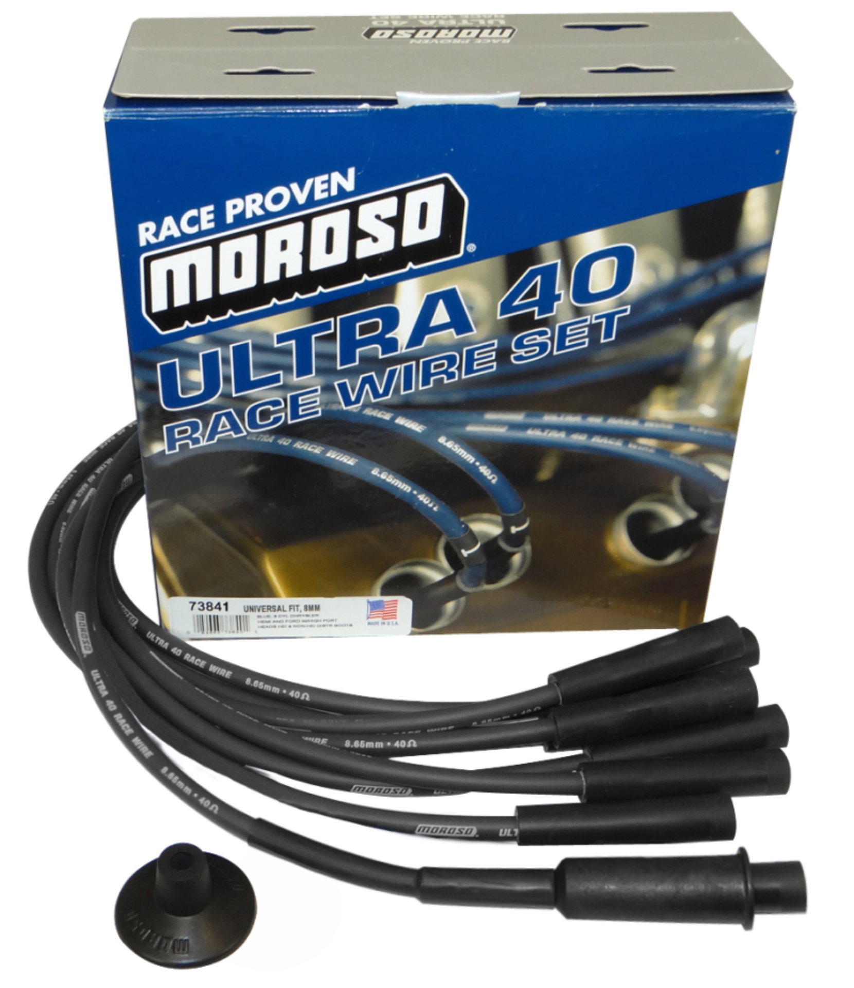 Picture of Moroso Universal/Mopar/Chrysler (w/Hemi Heads) Ignition Wire Set - Ultra 40 - Black