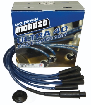 Picture of Moroso Universal/Mopar/Chrysler (w/Hemi Heads) Ignition Wire Set - Ultra 40 - Blue