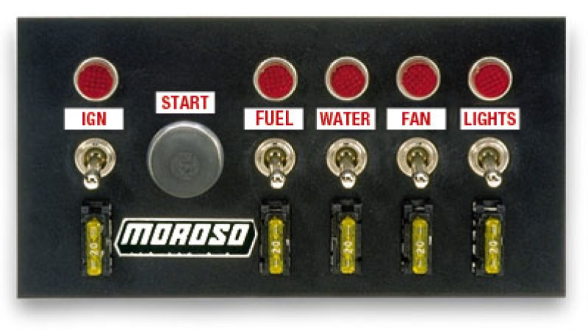 Picture of Moroso Toggle Switch Panel - Drag Race - 4in x 7.75in - Five On/Off Switches