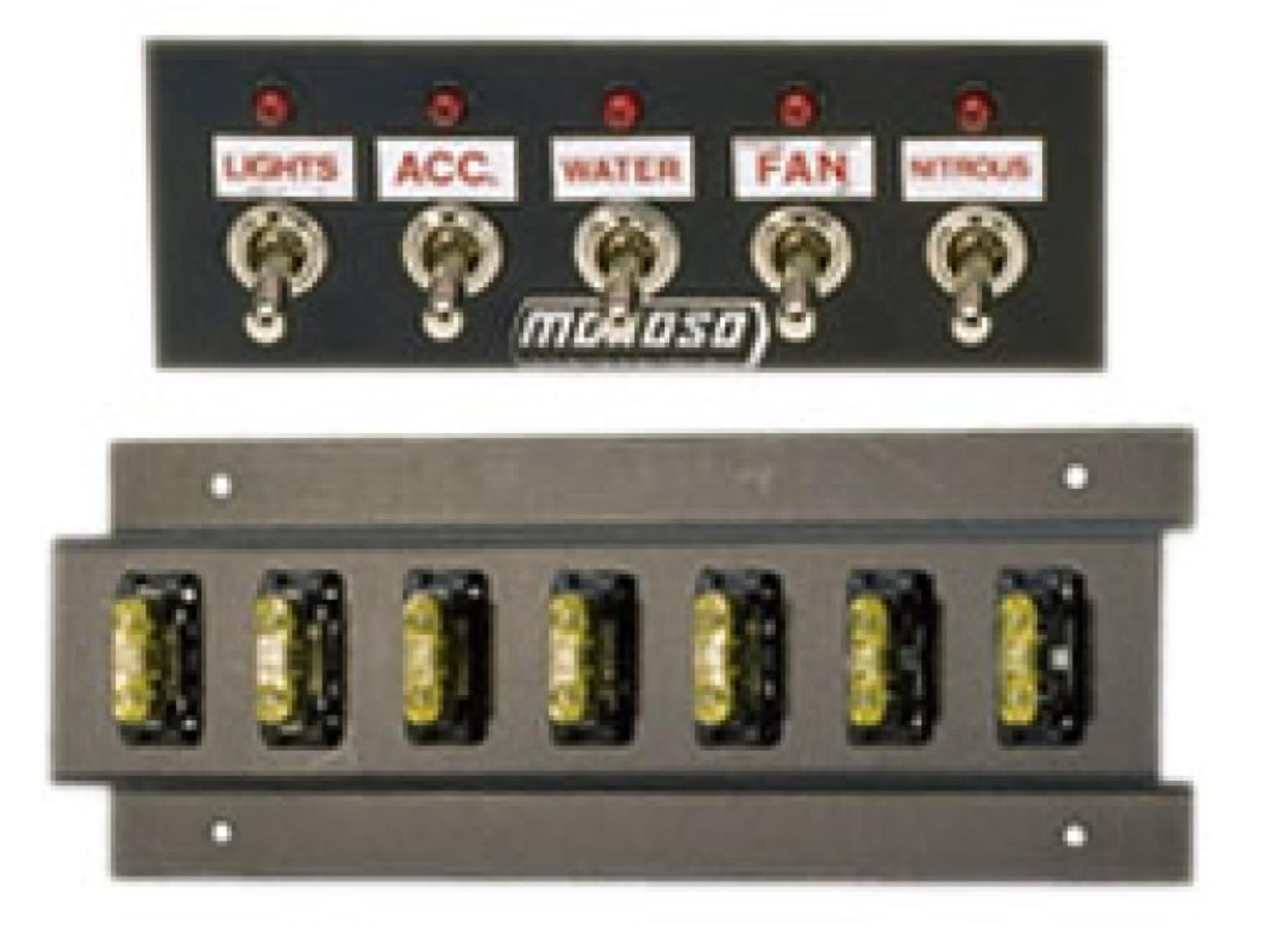 Picture of Moroso Toggle Switch Panel - Dash Mount - 2in x 5.5in - Five On/Off Switches