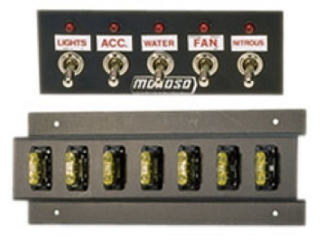 Picture of Moroso Toggle Switch Panel - Dash Mount - 2in x 5.5in - Five On/Off Switches
