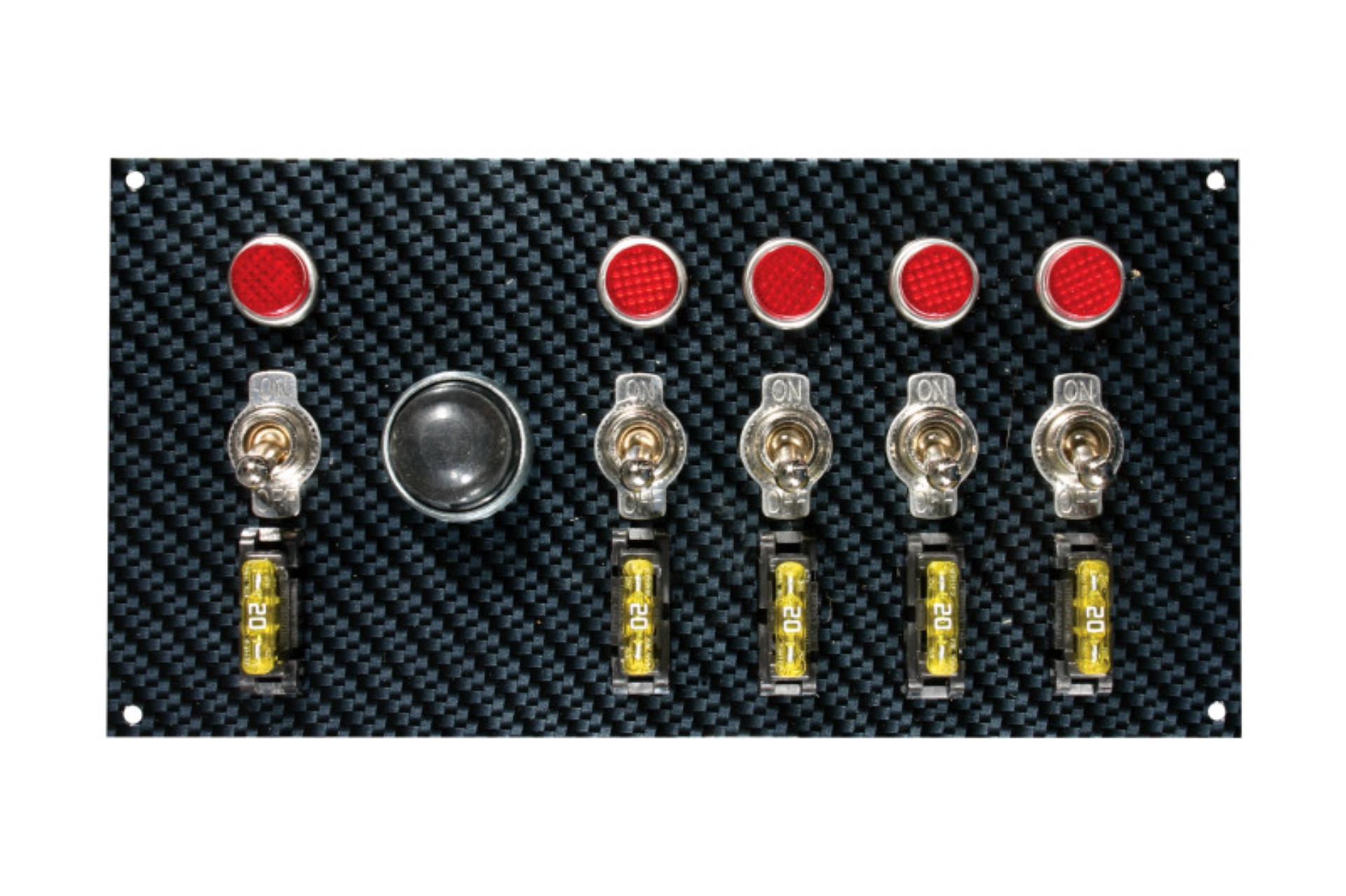 Picture of Moroso Toggle Switch Panel - Dash Mount - 4in x 7.75in - Grey/Black Fiber Design