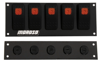 Picture of Moroso Rocker Switch Panel - Flat Surface Mount - LED - 2.488in x 6.695in - Five On/Off Switches