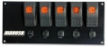 Picture of Moroso Rocker Switch Panel - Flat Surface Mount - LED - 3-3/8in x 8in - Five On/Off Switches