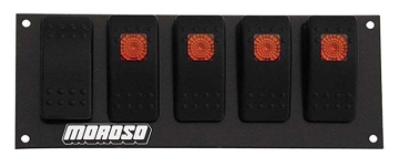 Picture of Moroso Rocker Switch Panel - Flat Surface Mount - LED - 2.488in x 6.695in - Five On/Off Switches